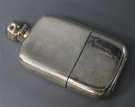 A George V silver rectangular hip flask, Nathan & Hayes, Chester, 1912, 15.4cm.
